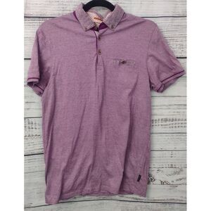 Ted Baker London Polo Shirt Men's Size 3 (Medium) Purple Casual Short Sleeve